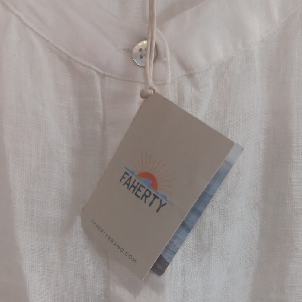 Lightweight White Button-Front Linen Dress - Picture 2 of 12